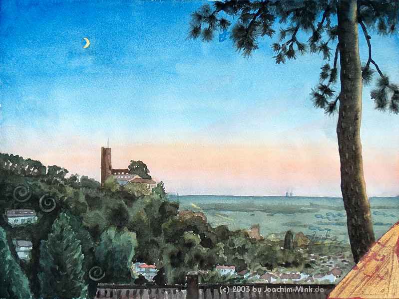 &QUOT;Strahlenburg Schriesheim&QUOT;, 
<br />
Aquarell auf B�tten, 2003
<br />
Copyright by Joachim Mink, Weinheim